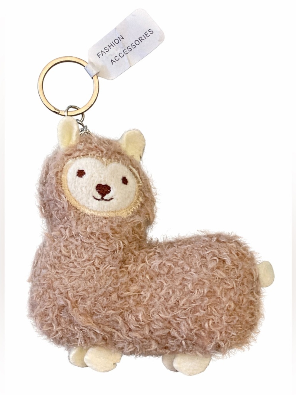 Plush Brown Alpaca Keychain NWT